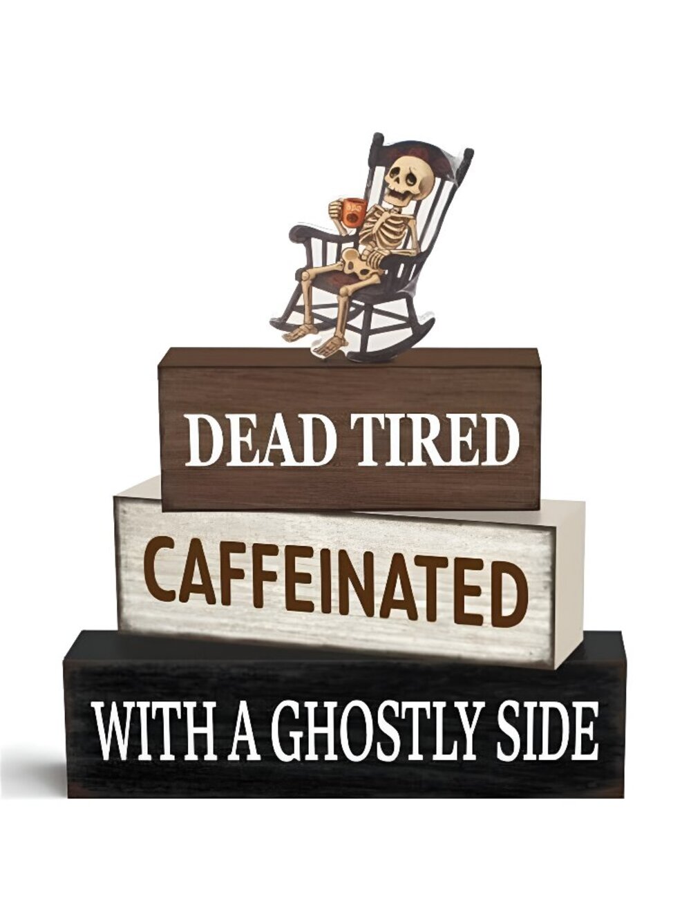 4 Pcs Halloween Wooden Table Decor, Funny Halloween Home Decorations